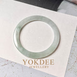 54.8mm A-Grade Natural Light Green Jadeite Modern Round Bangle No. 152018