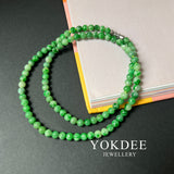 5.8mm A-Grade Natural Floral Imperial Green Jadeite Bead Necklace No.190171