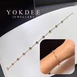 Icy A-Grade Natural Imperial Green Jadeite Petite Dolly Bracelet (Champagne) No.190436