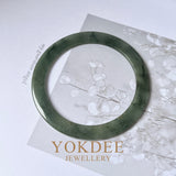 55.1mm A-Grade Natural Bluish Green Jadeite Modern Round Bangle No. 152015