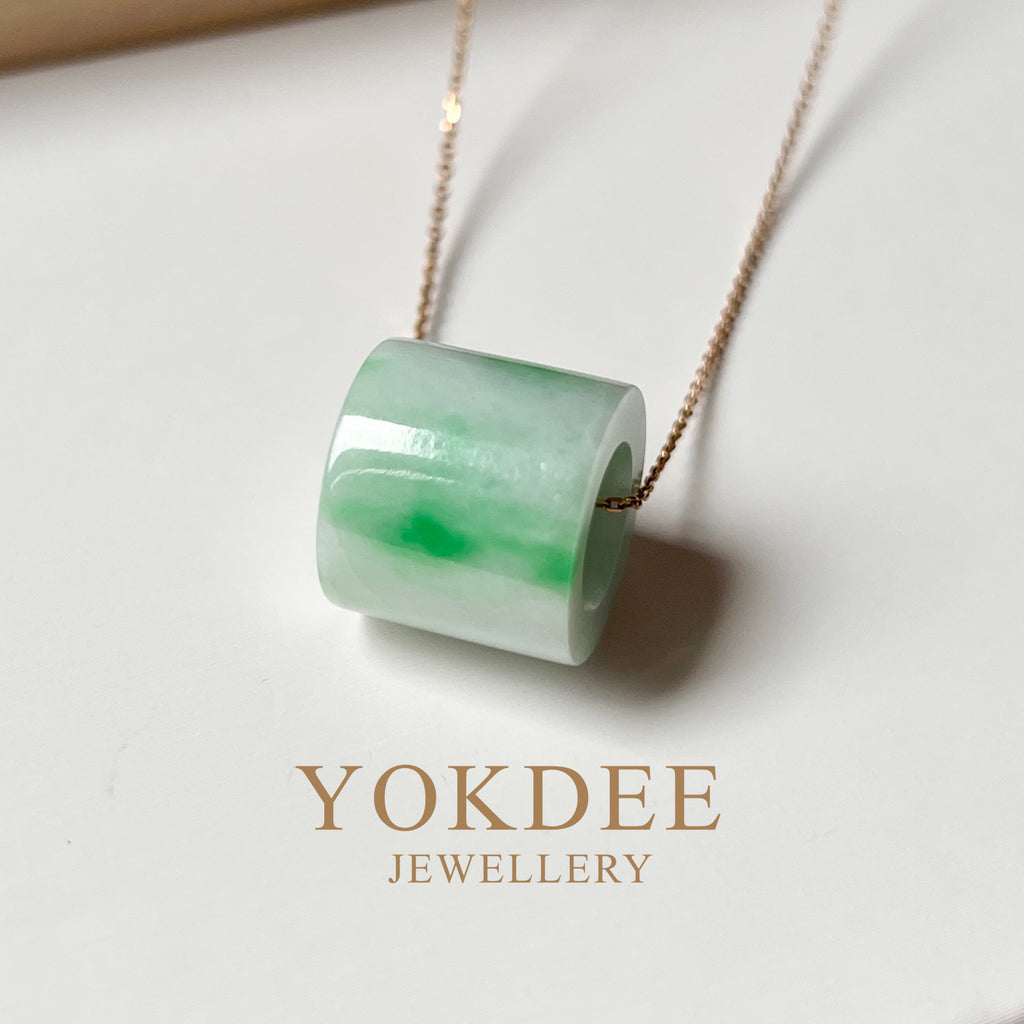 A-Grade Natural Moss On Snow Jadeite Barrel Pendant No.172436