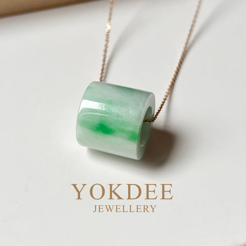 A-Grade Natural Moss On Snow Jadeite Barrel Pendant No.172436