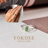 16.1mm A-Grade Natural Jadeite Dainty Bead Ring (Rectangle) No.162399