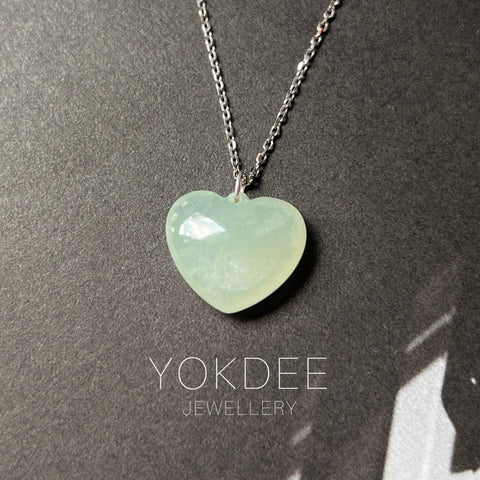 A-Grade Light Green Jadeite Heart Pendant No. 172451