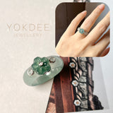 15.6mm A-Grade Natural Jadeite Joseon Dynasty Plum Blossom Ring (Maehwa) No.162418