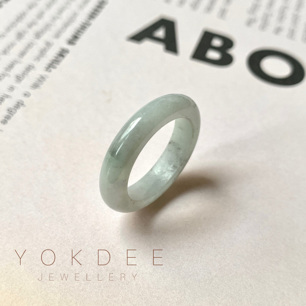 17.6mm A-Grade Natural Light Grey Jadeite Abacus Ring Band No. 161824