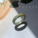 17.2mm A-Grade Natural Green Yellow Jadeite Abacus Ring Band No.161864