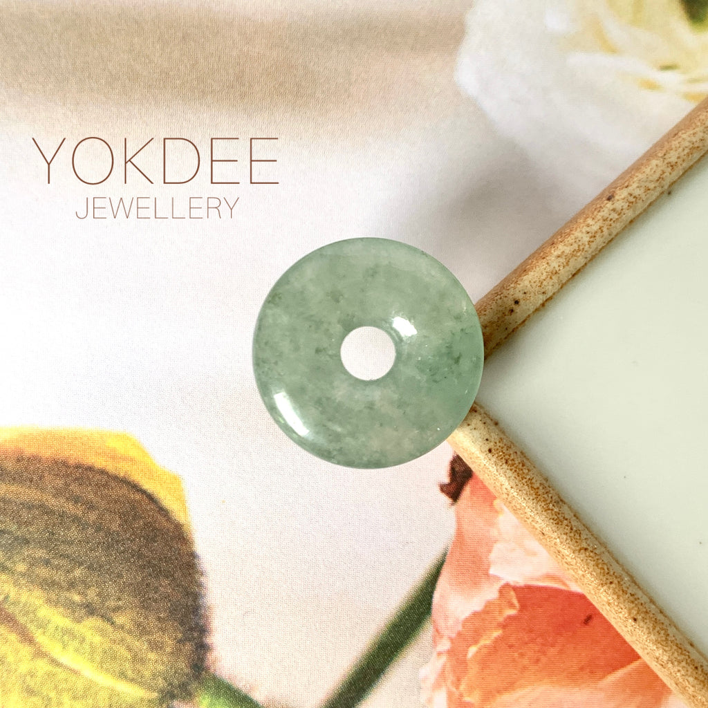 A-Grade Natural Yellowish Green Jadeite Donut Pendant No.172502