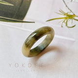 19.1mm A-Grade Natural Yellow Black Jadeite Abacus Ring Band No.161762