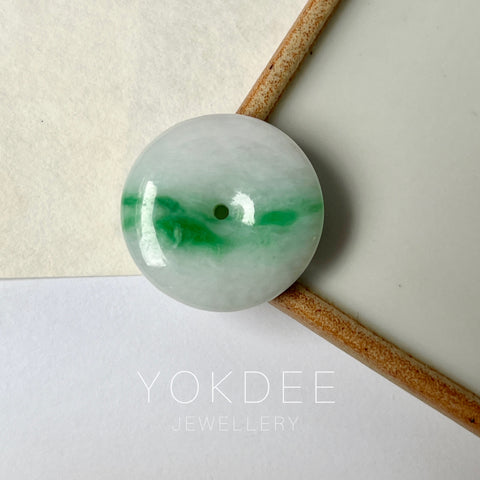 A-Grade Natural Moss On Snow Jadeite Donut No. 172575