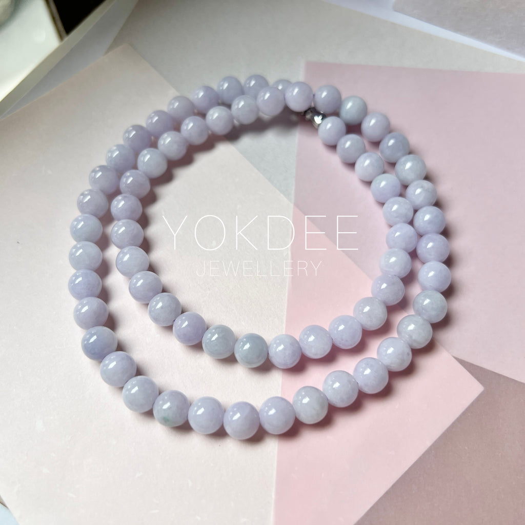 8mm A-Grade Natural Pink Lavender Jadeite Bead Necklace/ Bracelet No.190450