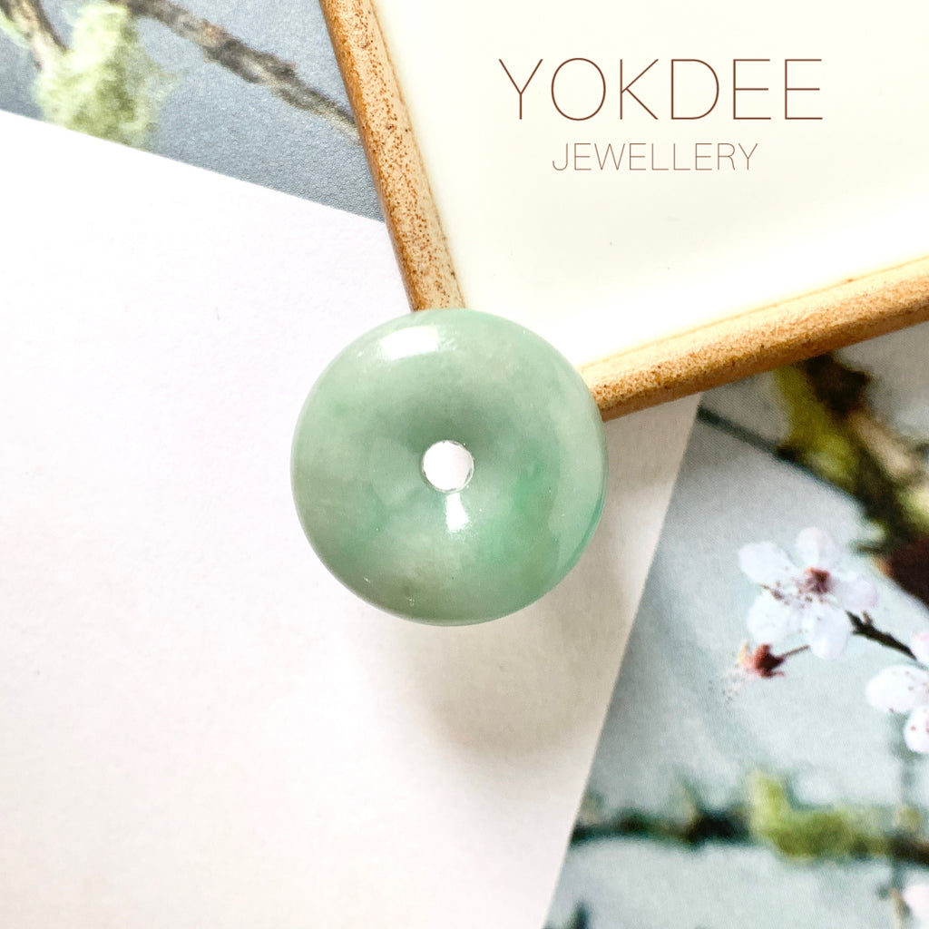 A-Grade Natural Green Jadeite Donut Pendant No.171685