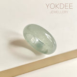 19.2mm Icy A-Grade Natural Light Bluish Green Jadeite Abacus Ring Band No.162455