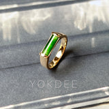 SOLD OUT: 15.5mm Icy A-Grade Natural Imperial Green Jadeite Elliptical Arch Ring No. 162433