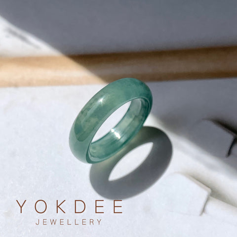 16.9mm A-Grade Natural Bluish Green Jadeite Abacus Band No.162104