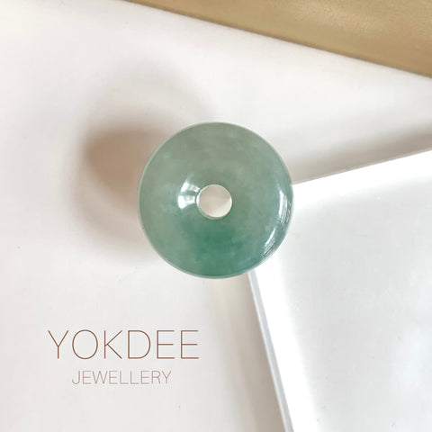 A-Grade Natural Greenish Blue Jadeite Bagel Piece No. 172534