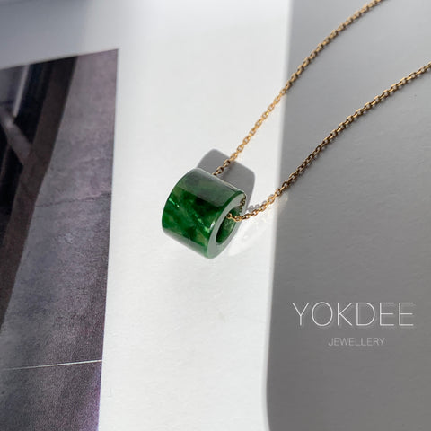 A-Grade Natural Imperial Green Jadeite Barrel Pendant No. 172017