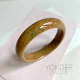 54.5mm A-Grade Natural Brown Jadeite Modern Round Bangle No. 600147