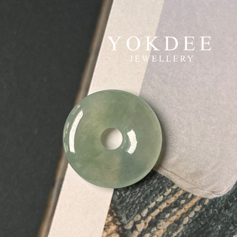 A-Grade Natural Light Bluish Green Jadeite Donut Pendant No. 172428