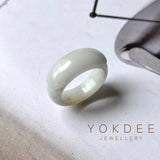 15.2mm A-Grade Natural White Jadeite Saddle Top Ring Band No.220442