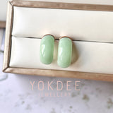 A-Grade Natural Green Jadeite Cloop Earring Studs No.180799