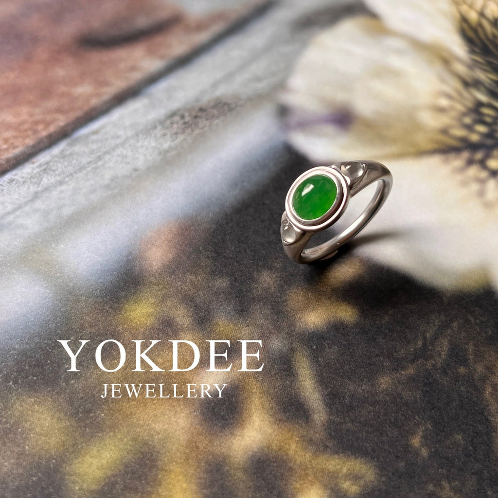 A-Grade Natural Green Jadeite Bespoke Ring No.172419