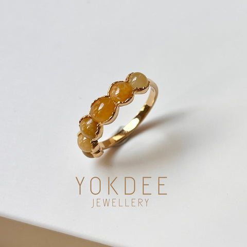 16.4mm A-Grade Natural Yellow Jadeite Colour Galore Ring No.162394