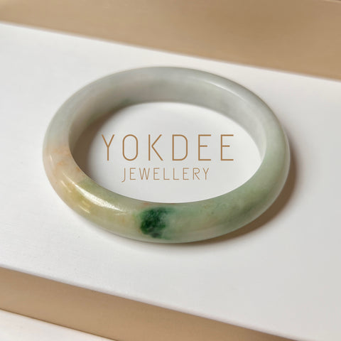 51.6mm A-Grade Natural Multi-colour Jadeite Modern Oval Bangle No. 152007