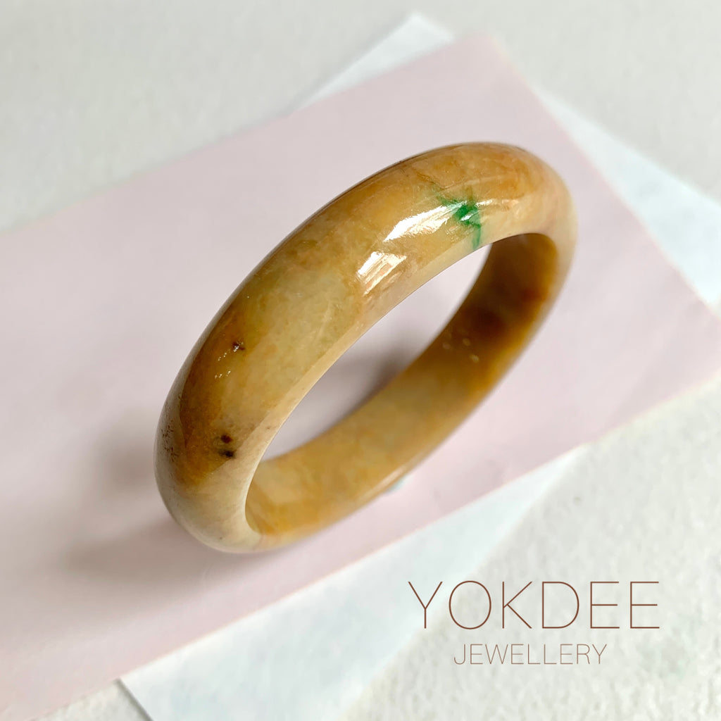 55.2mm A-Grade Natural Brown Jadeite Modern Round Bangle No. 600146