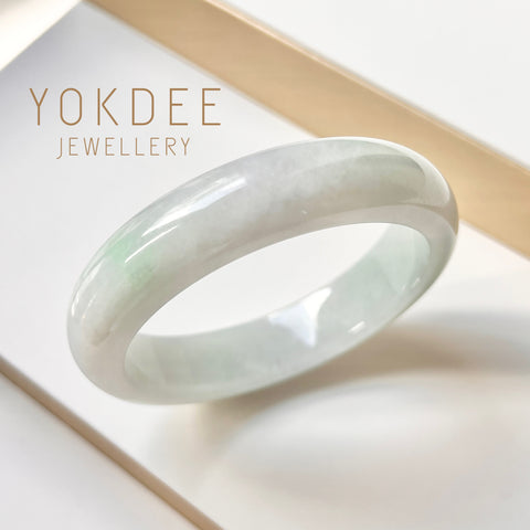 58mm A-Grade Natural Lavender Green Jadeite Modern Round Bangle No.152000