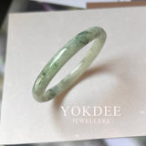 45.4mm A-Grade Natural Floral Jadeite Modern Round Bangle No.152023