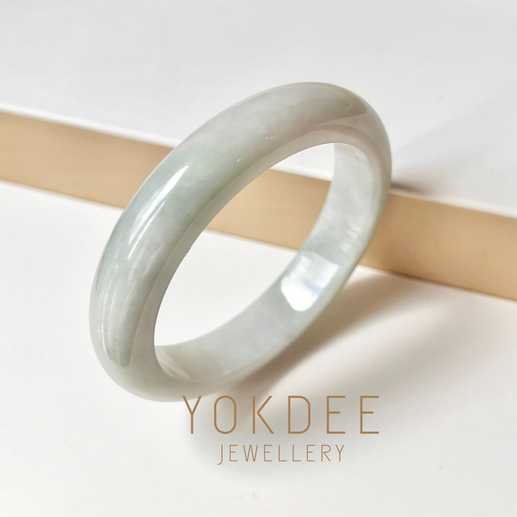 57.3mm A-Grade Natural Lilac Bluish Green Jadeite Modern Round Bangle No. 152001