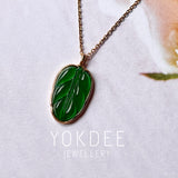 SOLD OUT: Icy A-Grade Imperial Green Jadeite Bespoke Leaf Pendant No.171813