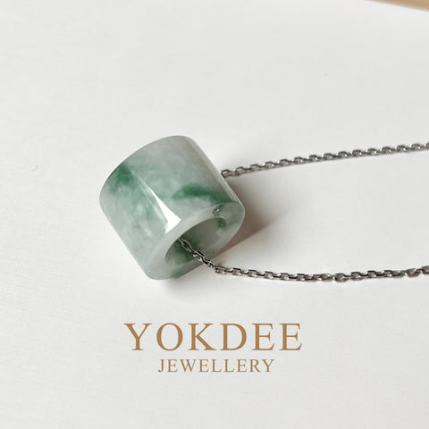 A-Grade Natural Floral Jadeite Barrel Pendant No.172435