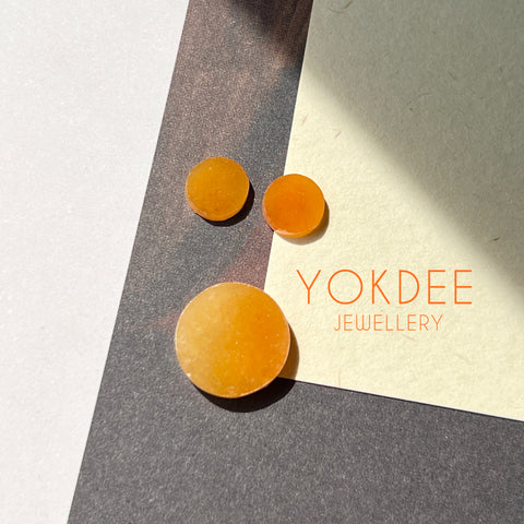 7.13cts A-Grade Natural Orange Yellow Jadeite Circle Cabochon Set No: 162396 & 180809