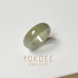 15.1mm A-Grade Natural Yellowish Green Jadeite Abacus Ring Band No. 162319