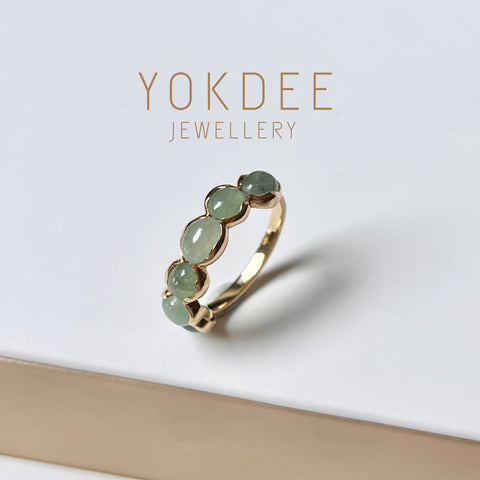 16.4mm A-Grade Natural Green Jadeite Colour Galore Ring No.162393
