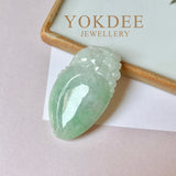 A-Grade Moss on Snow Jadeite Peach and Pixiu Pendant No.220387