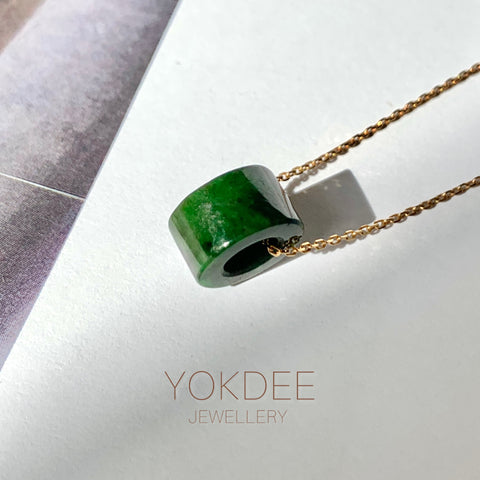 A-Grade Natural Imperial Green Jadeite Barrel Pendant No. 172013