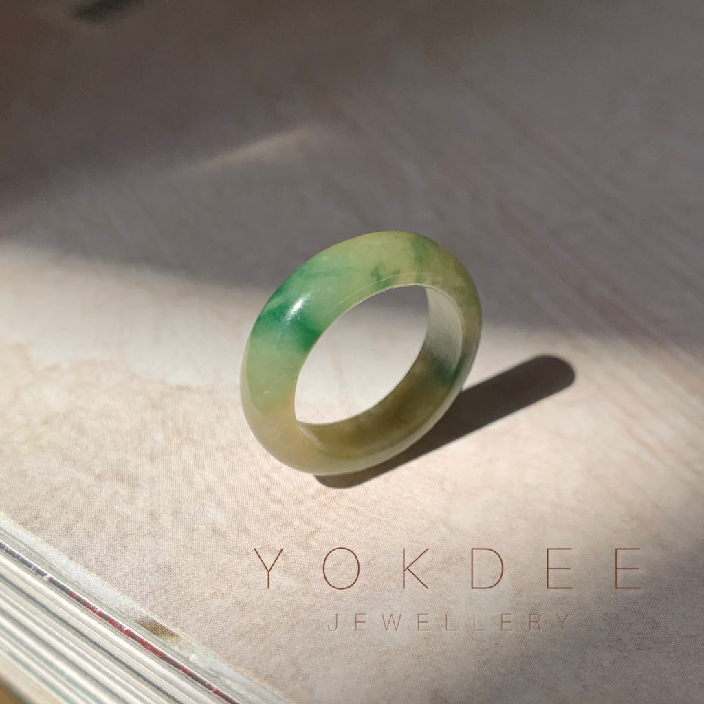 16mm A-Grade Natural Green Jadeite Abacus Ring Band No. 220443