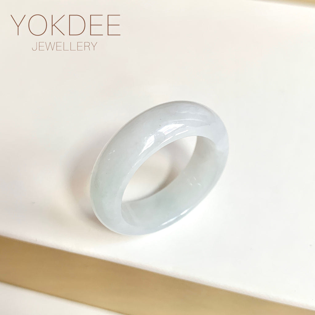 20.3mm A-Grade Natural White Jadeite Abacus Ring Band No.162448