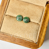 A-Grade Natural Floral Imperial Green Jadeite Donut Stud Earring No.180841