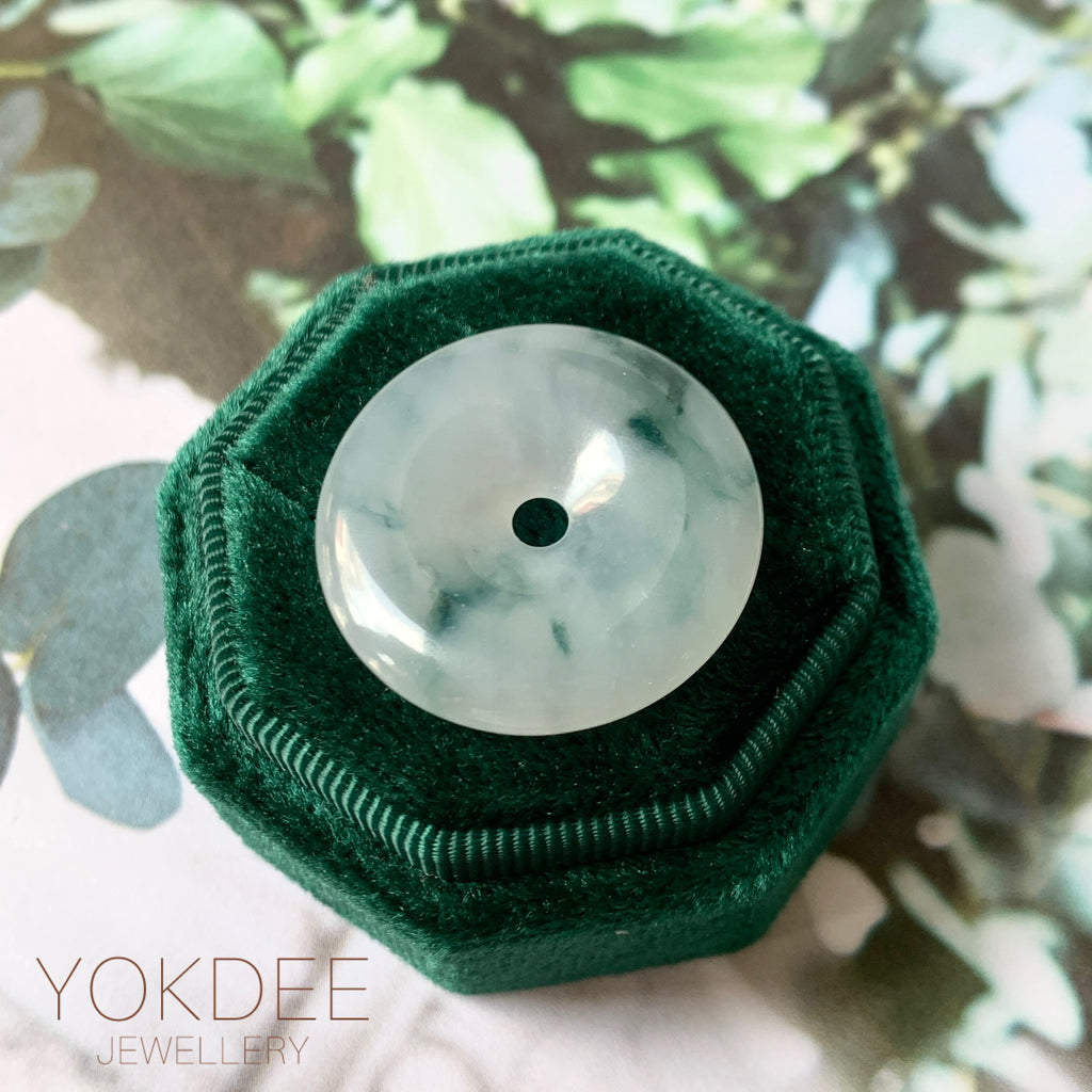 A-Grade Natural Bluish Floral Jadeite Donut Pendant No.171306