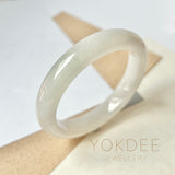 52.5mm A-Grade Natural White Green Jadeite Modern Round Bangle No.151868