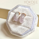 A-Grade Natural Lavender Jadeite Cloop Earring Studs No.180833