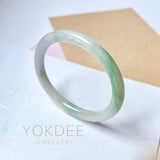 53.6mm A-Grade Natural Lavender Green Jadeite Traditional Oval Bangle No.152032