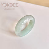 19.1mm A-Grade Natural Light Green Jadeite Abacus Ring Band No.162442