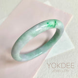 53.2mm A-Grade Natural Lavender Green Jadeite Modern Oval Bangle No. 152025