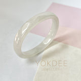 54.4mm A-Grade Natural White Jadeite Modern Oval Bangle No.151774