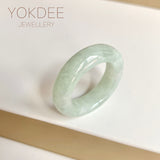 19.4mm A-Grade Natural Light Yellowish Green Jadeite Abacus Ring Band No.162447